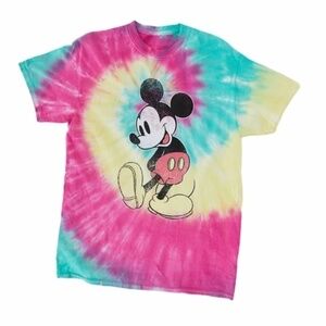Disney Mickey Mouse Bright Tie Dye Short sleeve T-Shirt Sz Med Relaxed Fit